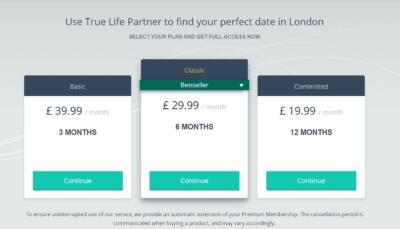 truelifepartner.co.uk - Costs